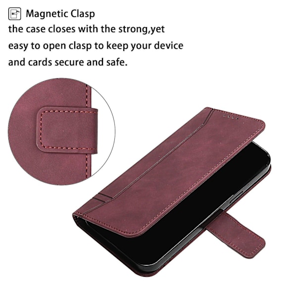 Nahkainen magneettisuljenta kotelo, jossa on läppälompakko ja jalustatoiminto [D] Red Samsung Galaxy A6 2018