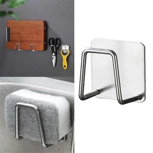 Punch-Free Rack, Svampavløpsstativ, Stålull, Klutlagringsstativ, Vaskstativ[D] Silver White