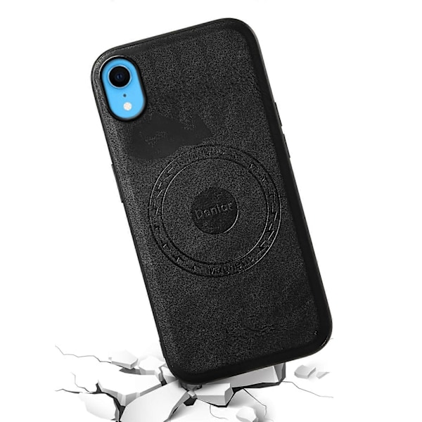 DENIOR iPhone XR -kotelo PU-nahkainen puhelimen takakuori, yhteensopiva MagSafe[D]:n kanssa Black