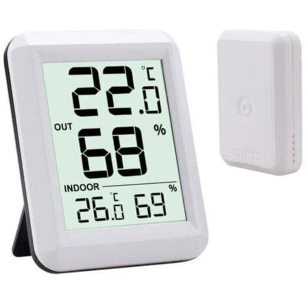 Indendørs og udendørs termometer, smart termometer med trådløs udendørssensor, digitalt termometer hygrometer med stor LCD-skærm, ℃/℉ Sw(D)