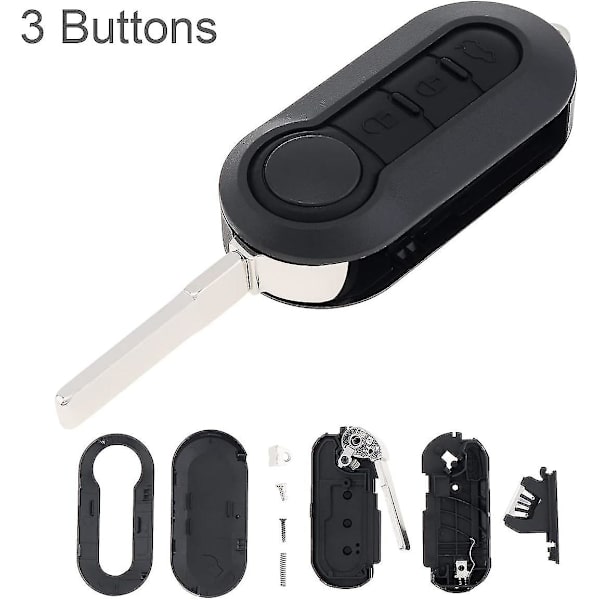Bilstangfjernkontroll Folding Hus Bytte Passer For Fiat 500 Doblo Ducato Panda Punto Peugeot 3 Knapper