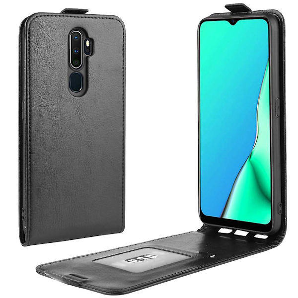 Crazy Horse Skin Vertikalt Flip Läder Telefonfodral för OPPO A9 (2020)/A5 (2020)