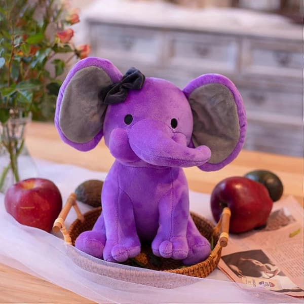 Elefant Plyschdockor, Rosa Tecknad Elefant, Supermjuk Djur Gosedjur Sovkompis, Barnpresent, 25cm[D] purple