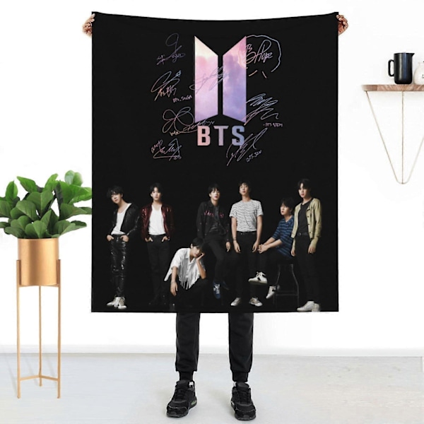 Kpop BTS Filt Mjukt Mysigt Lätt Hållbart Plysch BTS Pläd Kpop BTS Flanell Fleece Filt för Fans Kpop Lov-SYS26310[D] S