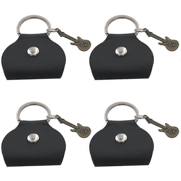 Plektrumhållare Nyckelring för Gitarrister Rektangulär Svart Metall 4st[D] Black 5.5x7x0.8cm