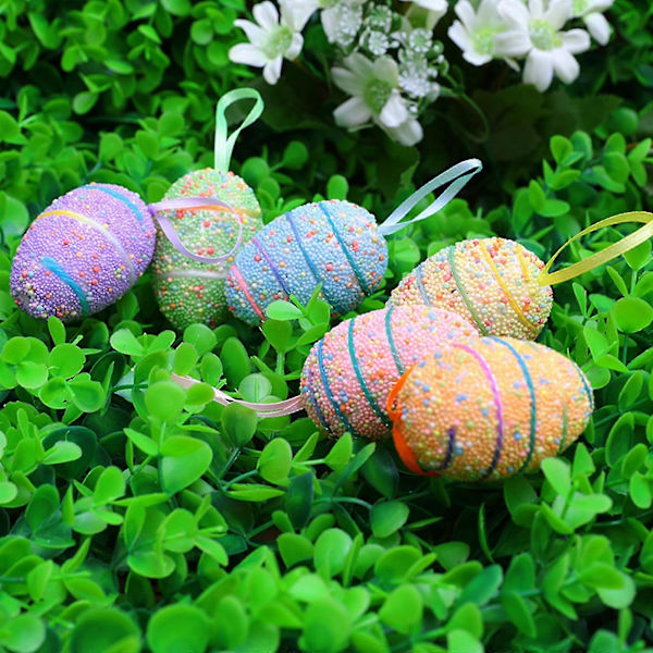 Hengende egg for Happy Easter Day Decor, en julepynt og gavekurv til barn [D] Egg E