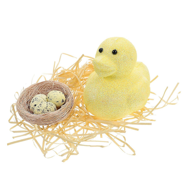 Påskekyllingdekor Mini Fuglerede med Simulerte Egg for Festbruk[D]