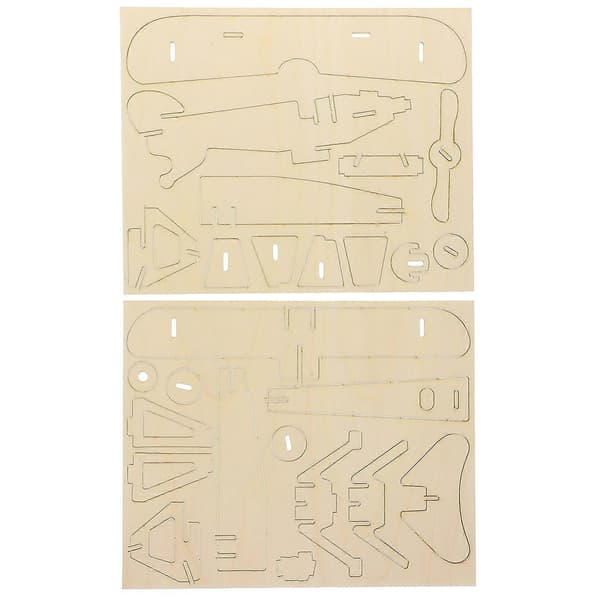 Trä 3D Flygplanskit Handgjort Monteringsplan Pussel för Målning Tomt Plan Modellleksaker för Barn (Träfärg)[D] Light Brown