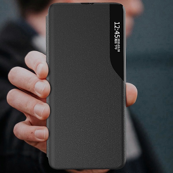 For Samsung Galaxy A05s 4G Etui med Vindue i PU Læder Stand Cover Red