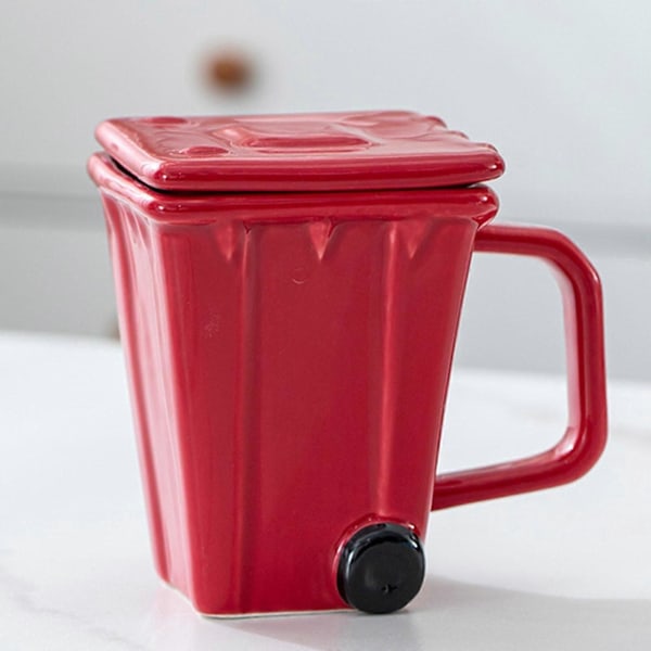 Kaffekopp Daglig Bruk Kopp Bar Tilbehør Vannkopp Kreativ Søppelkasse Krus Søppelbøtte Kopp for Iskaffe Frokost Juice[D] Red