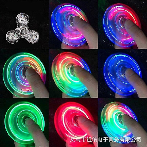 Krystal Luminous LED Lys Fidget Spinner Hånd Top Spinners Gløder i Mørke EDC Stressaflastende Legetøj Gyroskop