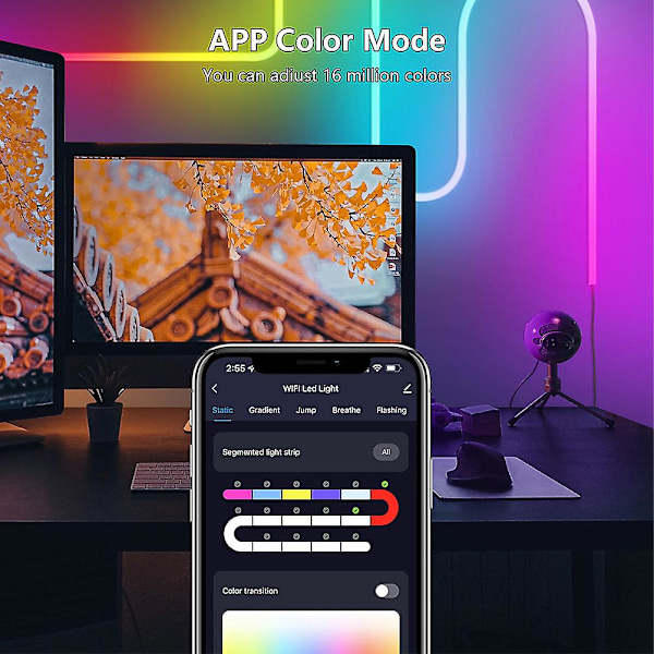 RGB LED Neon-nauhavalo 16 miljoonalla värillä, Wifi Bluetooth -musiikkiohjaus makuuhuoneeseen, olohuoneeseen ja pelikoristeluun