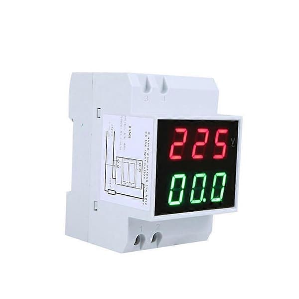 Digital Din-skinne LED Spændings- og Strømmåler Voltmeter AC80-300V 0,2-99,9A Dobbelt Display[D]