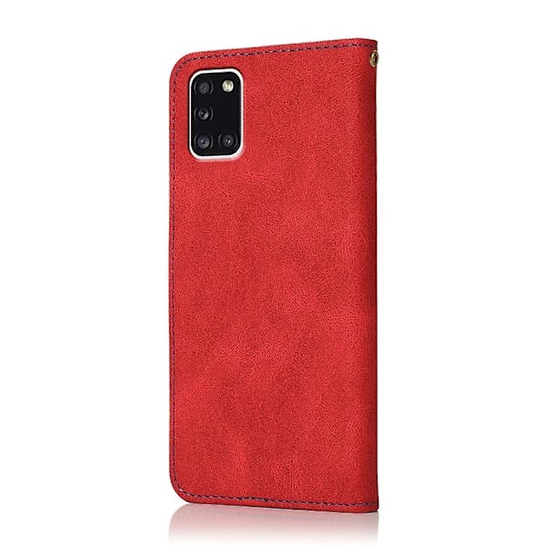Mobildeksel i skinn med to farger for Samsung Galaxy A31 Red Blue