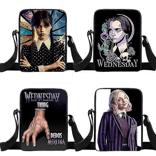 Amerikansk Film TV Wednesday Addams Crossbody Väska Adams Family Punk Axelväska För Resor Satchel Plånbok Telefonhållare Bokväska