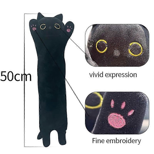50cm Svart Lång Katt Plyschkudde Kawaii Mjuk Fylld Leksak Plushie Mjuk Kitten Kudde Julgåvor Födelsedagspresenter För Flickor
