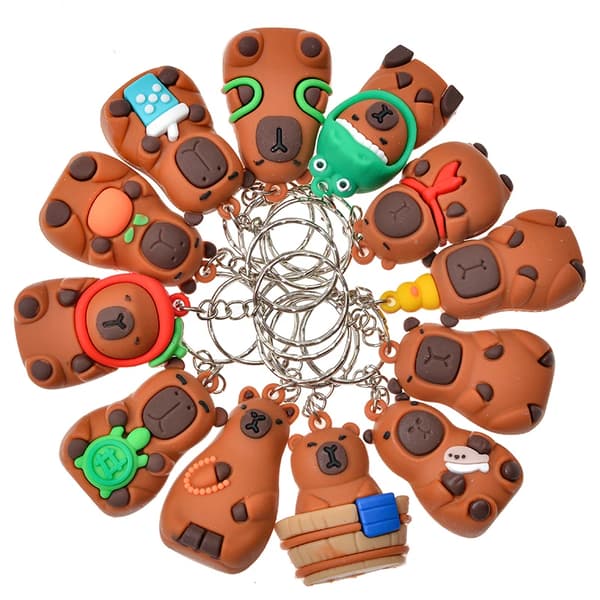Het säljande 24 st/låda Capybara Intresse Blind Box Tecknad Adorkable Docka Hänge Nyckelring Studentleksak Barnpresent(D) One Box(24Pcs)