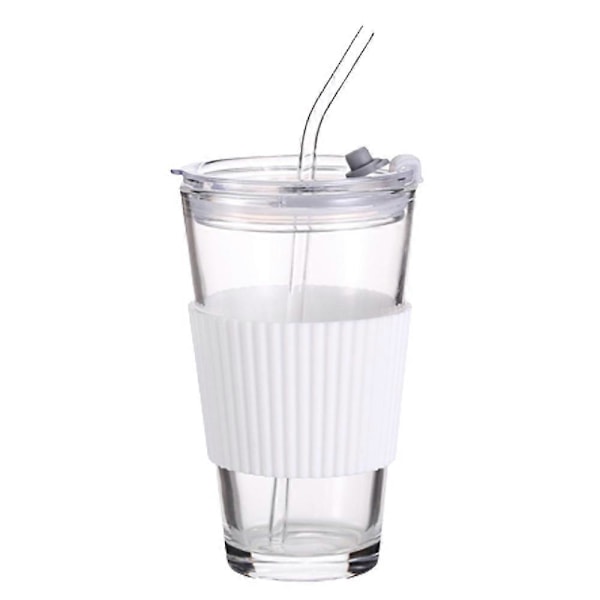 450 ml kaffekopp, mjölkkopp, tekopp, glas, kopp med sugrör, kopp med lock, dryckeskopp med mugghållare[D] white