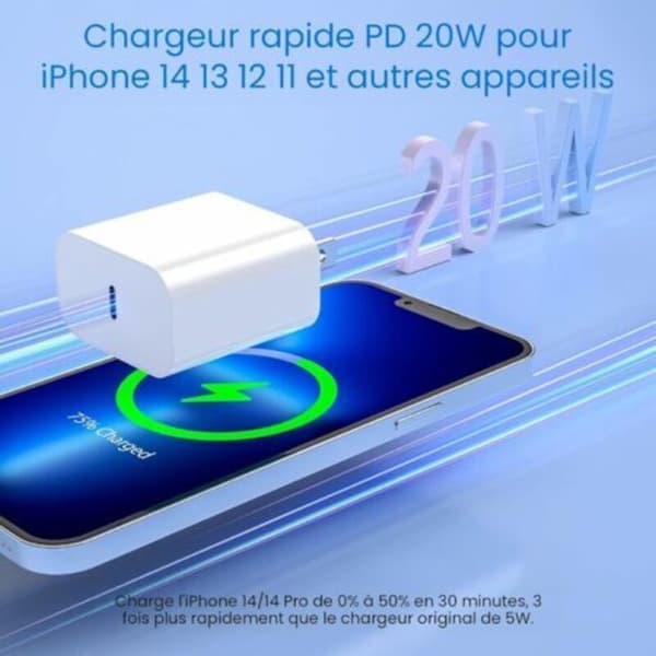 20W USB-C Oplader til iPhone 17/16 – Hurtig Oplader med USB-C Strømadapter til iPhone 17/16/16 Pro Max/16 Plus/15/14/13/12/11/（D）
