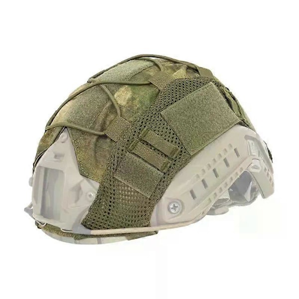 Taktisk hjelmbetræk til Fast hjelm Multi-Camo hjelmbetræk til Airsoft hjelm Militær Paintball Jagt Skydeudstyr - 1000D[D] Green