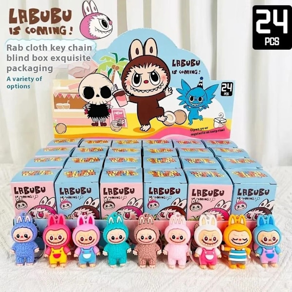 Rabu Blind Box Nyckelring 12/24st Kawaii Rabu Tecknade Figurer Mystisk Låda Rumsdekorationer Flicka Leksak Skolväska Hänge Gåva(D) color Blind Box 12pcs