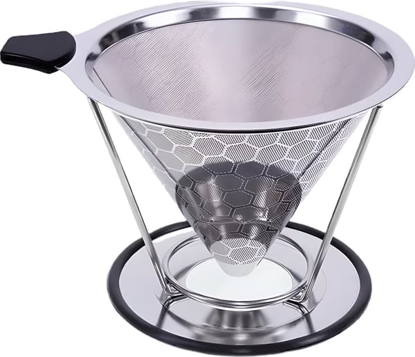 Gjenbrukbart kaffefilter i rustfritt stål Nye hull 1x4 Permanent filter Camping Barista Espresso[D]