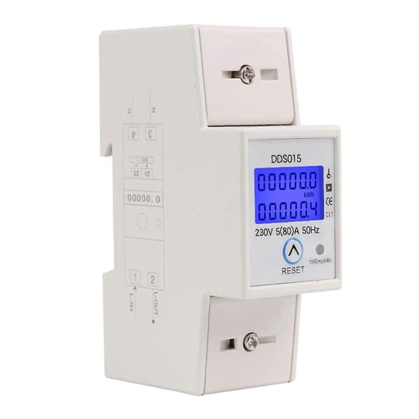 Enkeltfaset LCD Digital Display Wattmeter Strømforbrug Energi Elektrisk[D]
