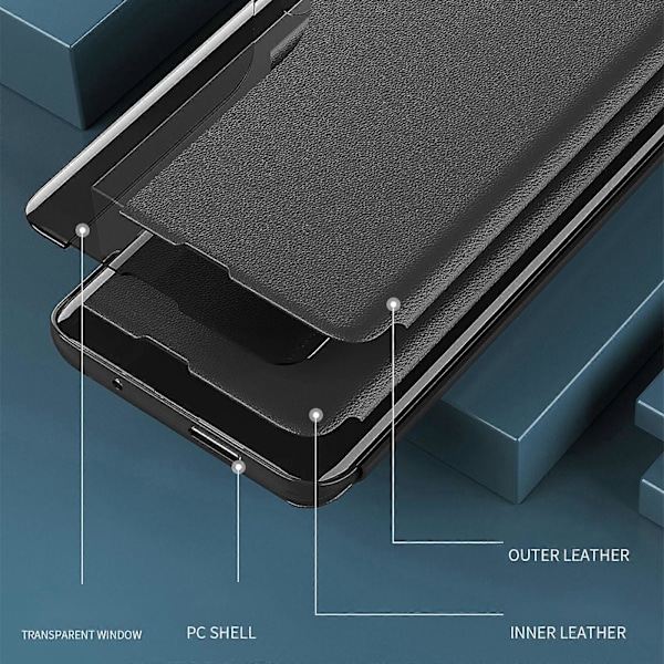 For Samsung Galaxy A05s 4G Etui med Vindue i PU Læder Stand Cover Red