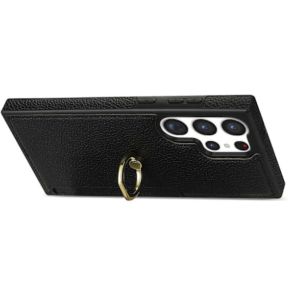 For Samsung Galaxy S24 Ultra Mobiltelefondeksel PU Lær+TPU Ring Stativ Deksel[D] Multicolor Style A