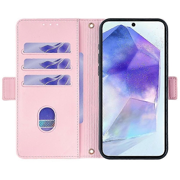 Læder Wallet Case med RFID-blokering og stativfunktion samt håndrem til Samsung Galaxy A26 5G - Grøn[D] Multicolor Pink
