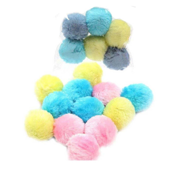 6 stk. Kat Legetøj Bolde, Elastisk Bold, Farverig Pompom, Fluffy[D]
