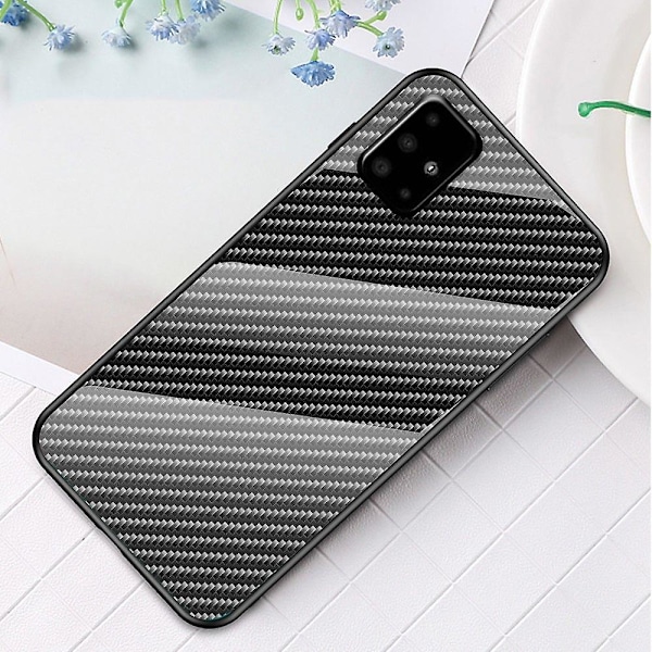 Svart Kolfiber Combo TPU-fodral För Din Samsung Galaxy A51[D]