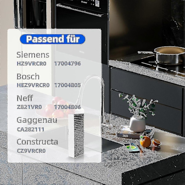 2024 4 stk. Aktivt Kulfilter til Emhætte Siemens Hz9vrcr0 17004796 / Bosch Hez9vrcr0 17004805 / Neff Z821vr0 17004806, Gaggenau CA282111