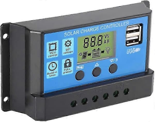 30a Solcelleladeregulator, 12v/24v Solcellepanel Laderegulator, Timerinnstilling Pwm Auto Parameter - q37/YY[D]