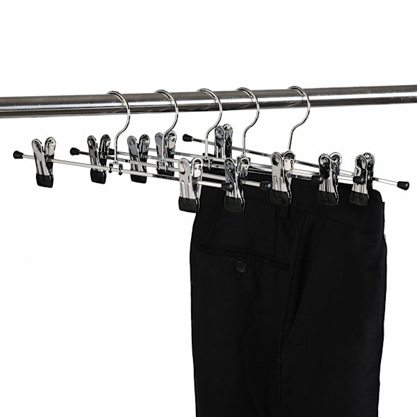 10 st 40 cm kromjärn galgar, silver metall byxgalgar byxor shorts kjol strumpor underkläder, med halkfria klämmor