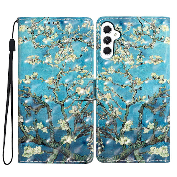 Samsung Galaxy A25 5G Etui i PU Læder med 3D Mønster Flip Wallet Telefon Cover Apricot Blossom