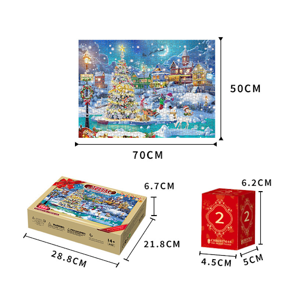 Julekalender 2023 Puslespil, 1008 Puslespilsbrikker 24 Dages Jule Nedtællings Julekalendere, Julegaveidé til Børn V[YJD] Christmas puzzle blind box