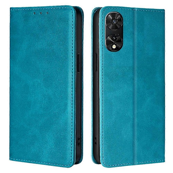 Til TCL 505 Case Kort Holder Kalveskind Tekstur Bump Proof Telefon Stativ Cover Baby Blue