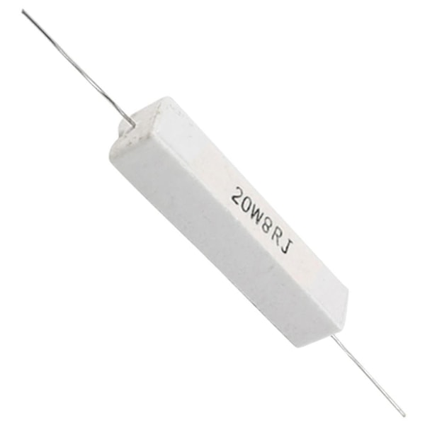2 stk. Trådviklet Keramisk Cementmodstand 8 Ohm 20W 5% White