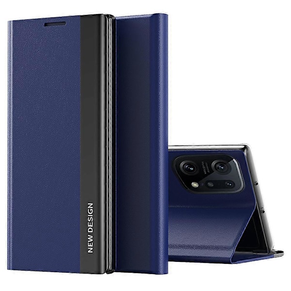 Electropläterat PU-läderfodral med stativ och magnetisk absorption för Oppo Find X5 Pro Sapphire