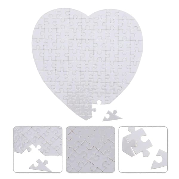 5 sæt blanke sublimationspuslespil hjerteformede blanke puslespil til gør-det-selv [D] White 13.00X13.00X4.00CM
