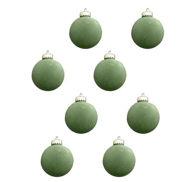 8 cm Sammet Flockade Julkulor, 8 st Bulk Plast Julgransprydnader, Juldekorationer [D] Green