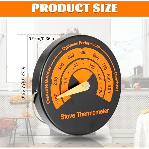 Magnetisk termometer for peis og ovn, termometer for rundt vedovnsrør 100 g