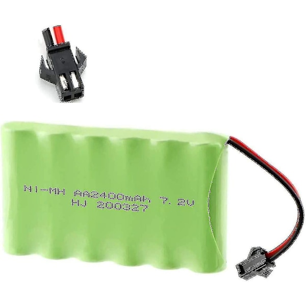 Latautuva akku 7.2v 2400mah Ni-mh Aa SM-2P 2-napaisella liittimellä ja USB-laturikaapelilla RC-autoille WG