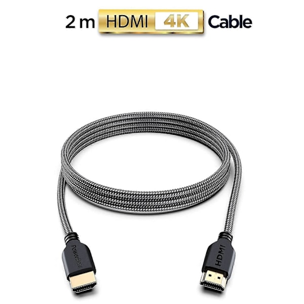 4K HDMI-kabel 5 M | Hög hastighet, flätad nylon & guldkontakter, 4K @ 60Hz, Ultra HD, 2K, 1080P, ARC & CL3-klassad | för bärbar dator, skärm.