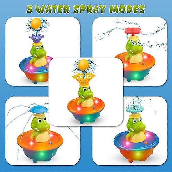 Springvand Krokodille Badelegetøj til 1-3 Årige Småbørn, 5 Modes Sprinkler Badelegetøj, til 1 2 3 4 5 6 7 8 Årige Drenge Piger Børn, Spr[D]