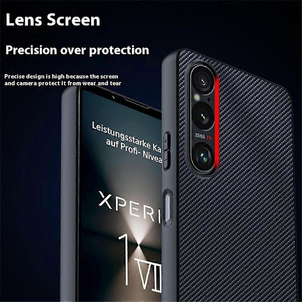 For Sony Xperia 1 VII Deksel Lær + PC Hardt Telefondeksel Karbonfibertekstur[D] Multicolor Carbon Fiber/ Black