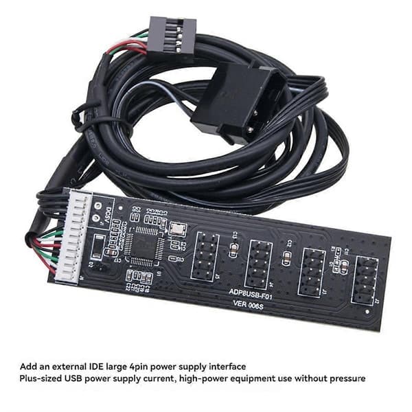 USB2.0 Header Splitter 9 Pin 1 til 4 Udvidelseshub Splitter med SATA Interface Kabel til PC Mainboard Adapter[D] Black