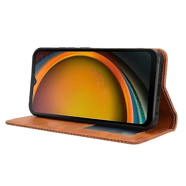 Til Samsung Galaxy Xcover 7 Wallet Case PU Læder Stand Retro Telefon Cover[D] Brown
