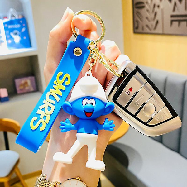 Sööt Smurffi Nukke Avaimenperä Piirretty Laukku Ripustus Auton Avaimenperä [kk]